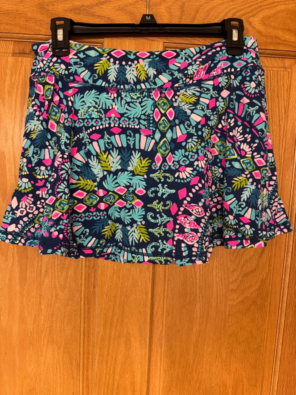 Lilly Pulitzer Lucretic Med. Navy Circle Skirt with Pink, Teal & Lime Print